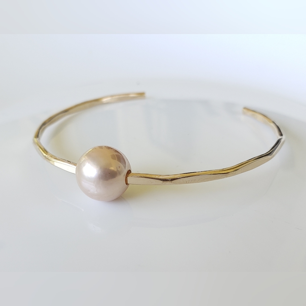 Edison pearl cuff gold filled rose gold filled sterling silver pearl bangle